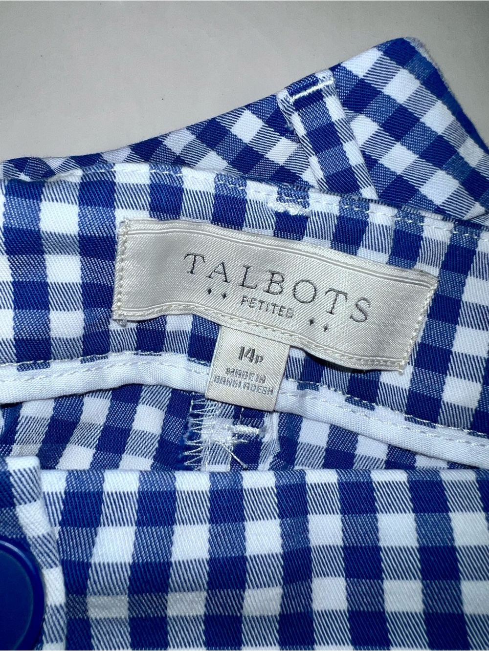 💙 Talbots Petites Blue White Gingham Capri Pants Women’s 14P Coastal Preppy💙 - Picture 4 of 11